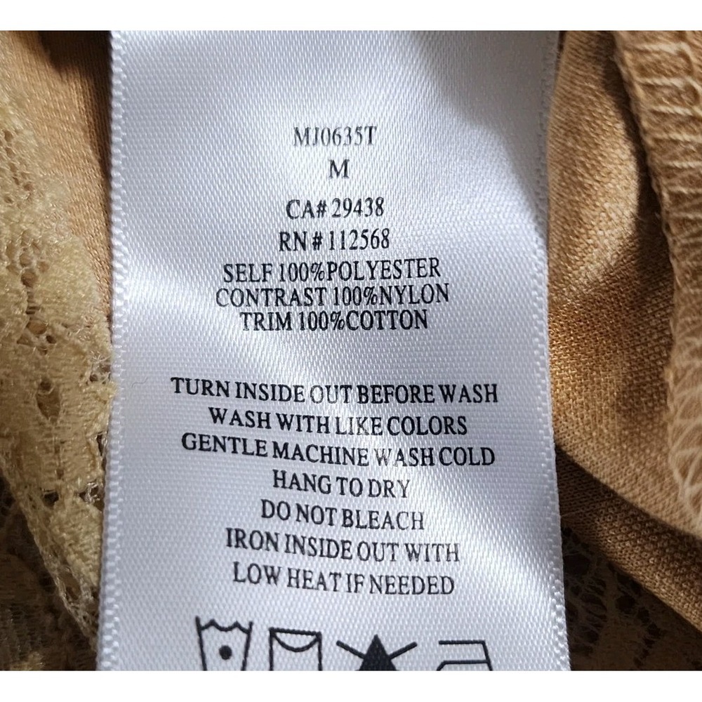 Miss Me Lace Trim Vest Women Medium Mustard Yellow Boho Ruffle Tie Front Western - Picture 7 of 9